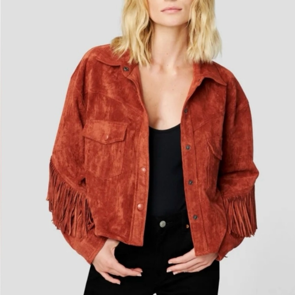 Blank NYC faux suede fringe jacket